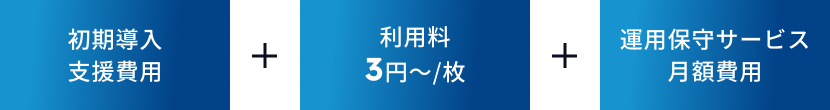 初期導入支援費用+利用料3円～/枚+運用保守サービス月額費用